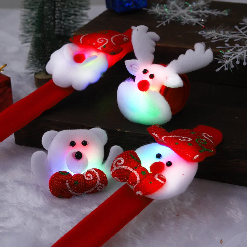 Anneau à pression plonger oyant de dessin animé créatif pour enfants, jouets de bracelet de style de Noël rouge drôle, cadeau de fête de vacances amusant pour enfants, mignon