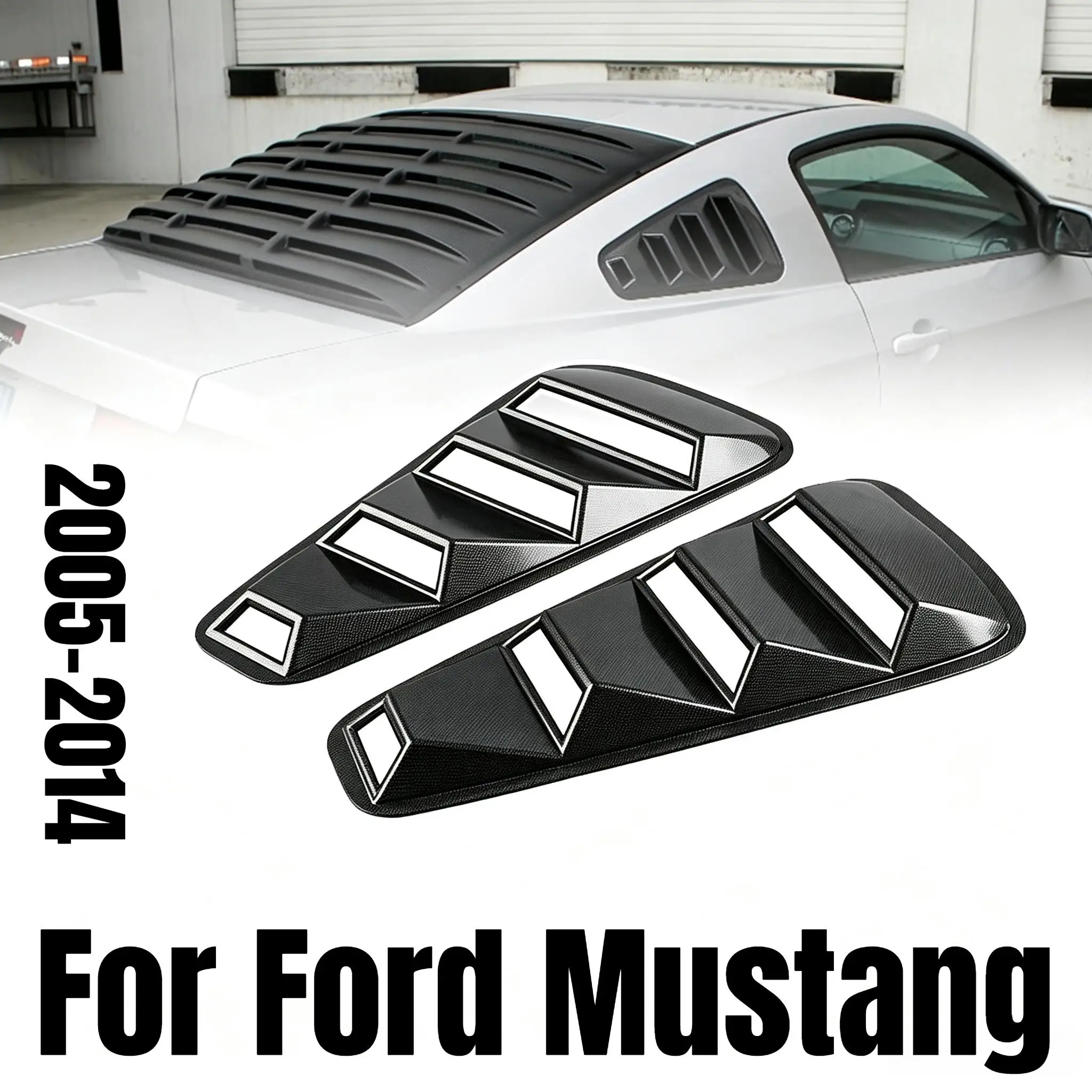 For Ford Mustang 2005 2006 2007 2008 2009 2010 2011 2012 2013 2014 1 Pair 1/4 Quarter Side Window Louvers Scoop Cover Vent