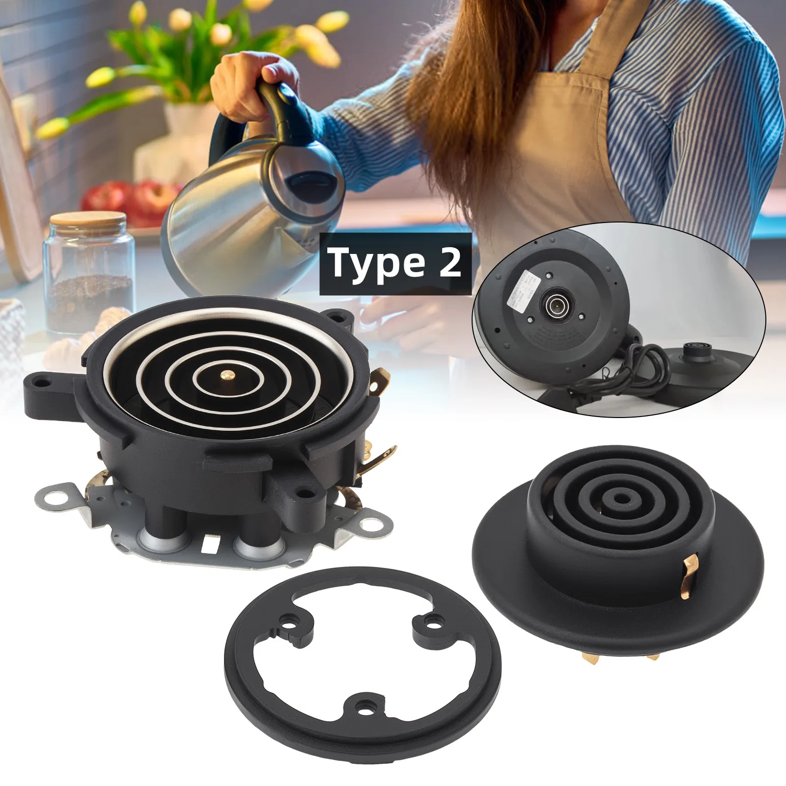 2 pcs Household Electric Kettle Base Small Five Ring Coupler Temperature Control Switches Kitchen Appliance Parts & Accessories