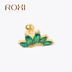 ROXI Temperament Sweet Crystal Crown Stud Earrings For Women 925 Sterling Silver Colourful Ear Bone Nail Earring Wedding Jewelry