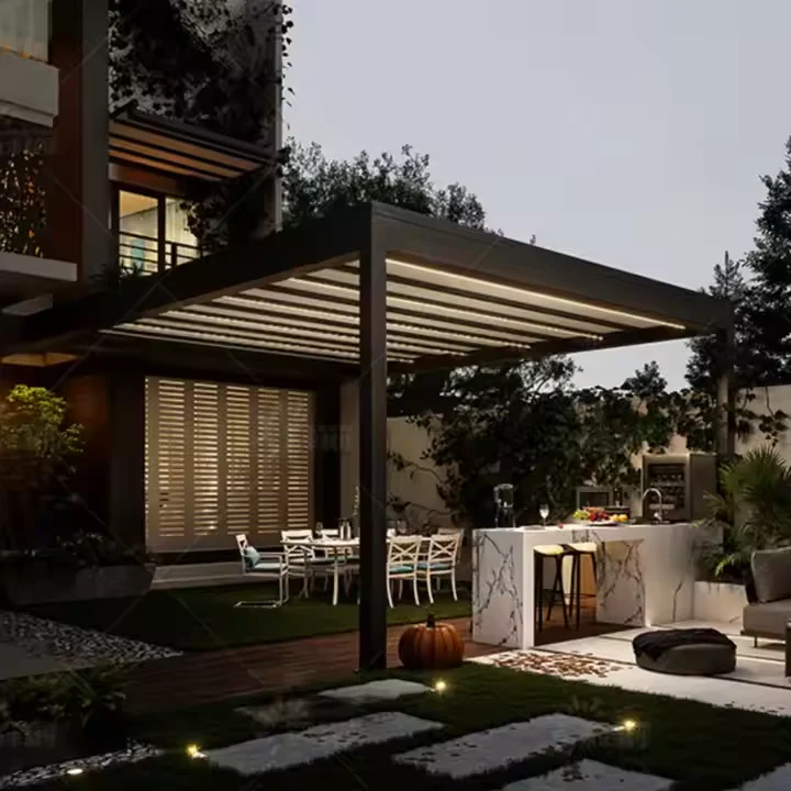 

2025 Aluminum Sunroom Custom Gazebo Outdoor Bioclimatic Shade Garden Aluminum Pergola Roof