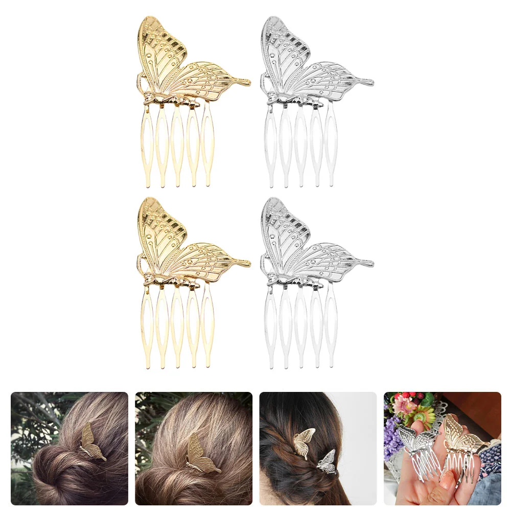 

4 Pcs Japanese Wind Comb Butterflies Hairpin Simple Clip Clips for Princess Shaped Girl Zinc Alloy Hairdressing Child