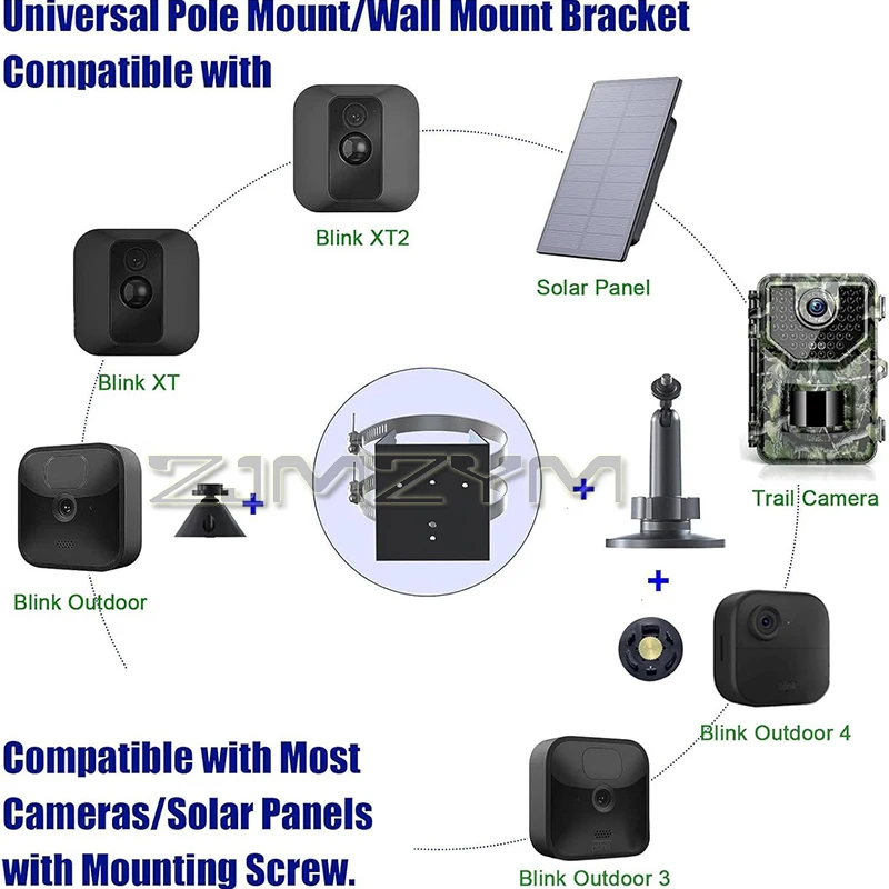 Camera Monitoring Bracket Universal Pole Mount Bracket Wall-mounted Rotated Plastic Bracket For Most Cameras Solar Panels