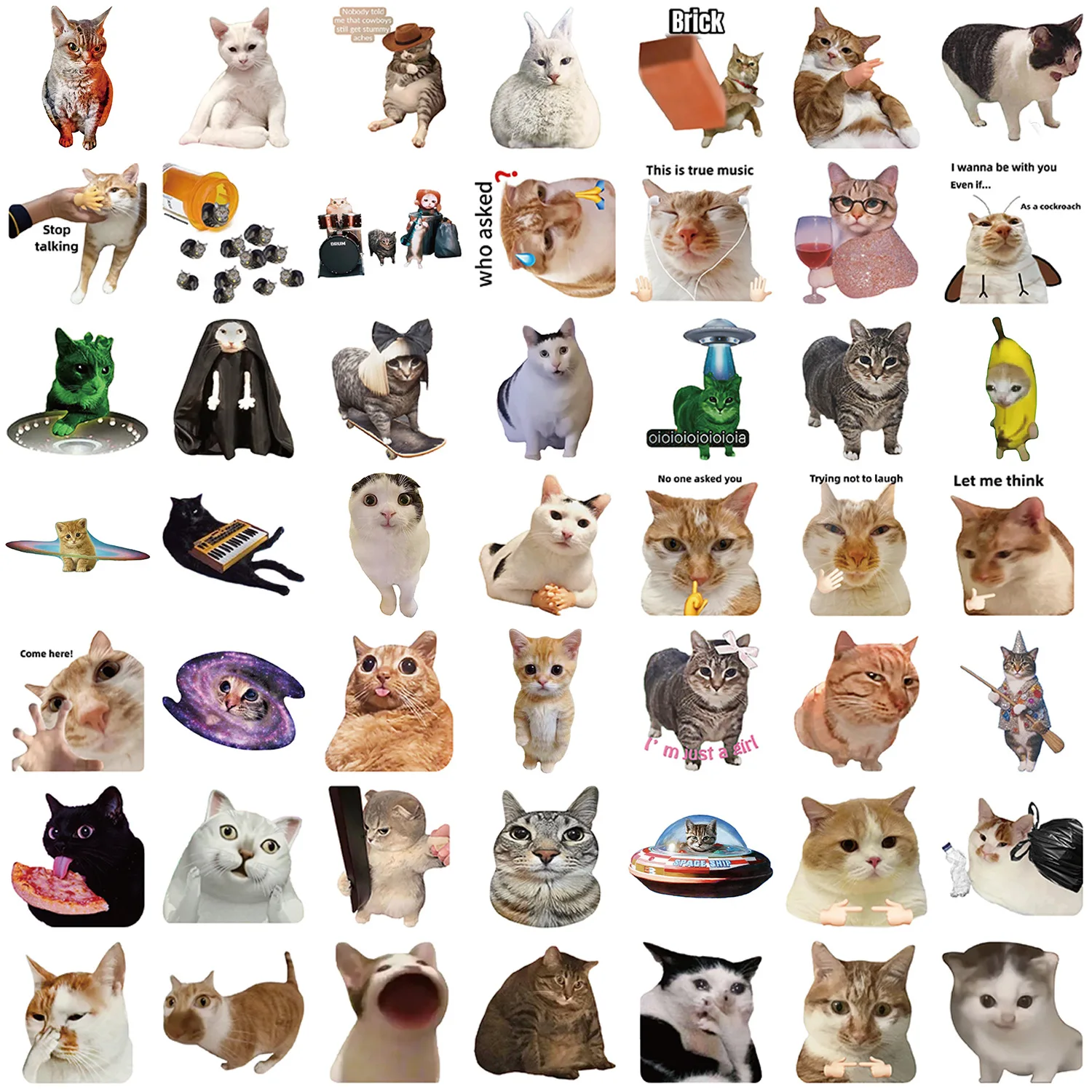 50Pcs Creative Network Popular Cat Meme Collection Hand Account DIY Graffiti Stickers Water Cup Skateboard Stickers Toys image 6