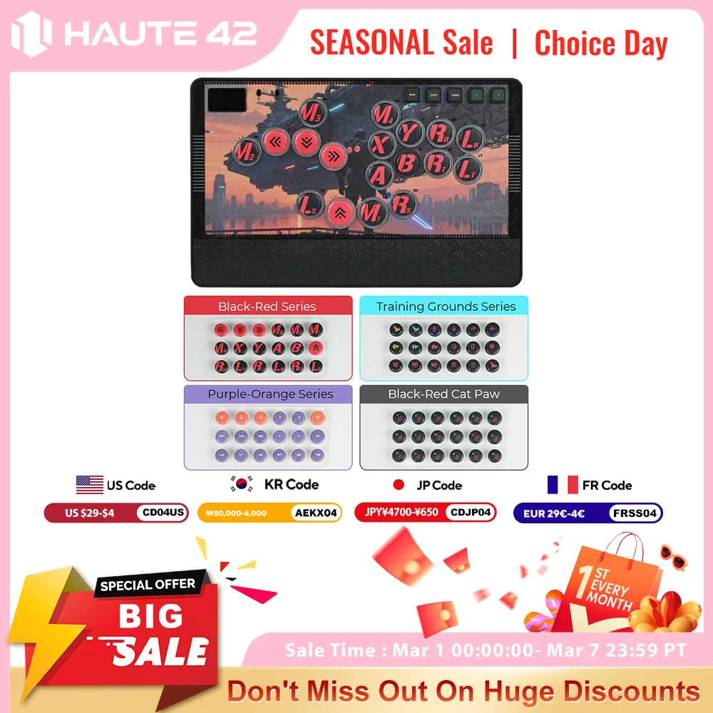 

Haute42 24MM Hitbox Button Caps PBT Dye-Sublimation Printing Cross Keycaps For HautePad C-AT Leverless Controller 18PC 4 Styles