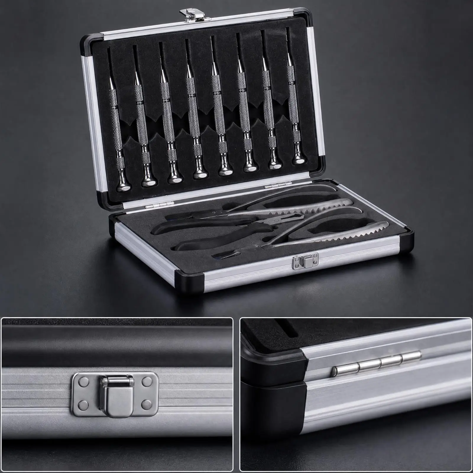 Eyewear Processing Toolkit Non-Slip Eyeglass Repair and Processing Tool Kit with Hard Storage Case for Optical Technicians
