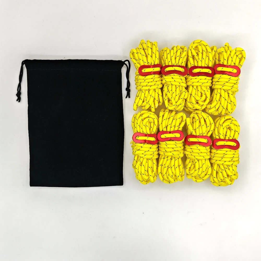

Camping tent accessories 8 wind ropes, storage bag 4 meters of sky curtain pull rope reflective windproof rope adjustment