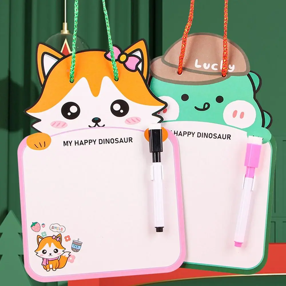 Cute Erasable Whiteboard Reusable Suspendable Whiteboard Notebook Cartoon Animal Shape Creative Message Pad Writing