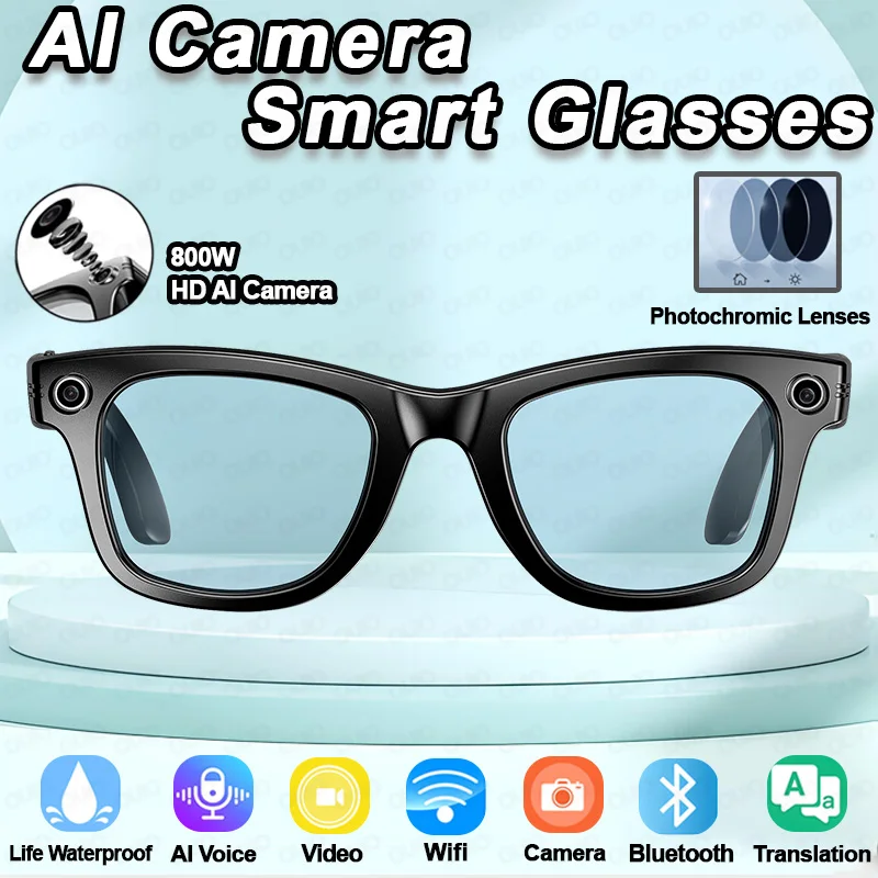 New Smart Camera Glasses Video Recording Sunglasses Voice Assistant BT Call Music Sound Record WIFI Transmission Smart Glasses