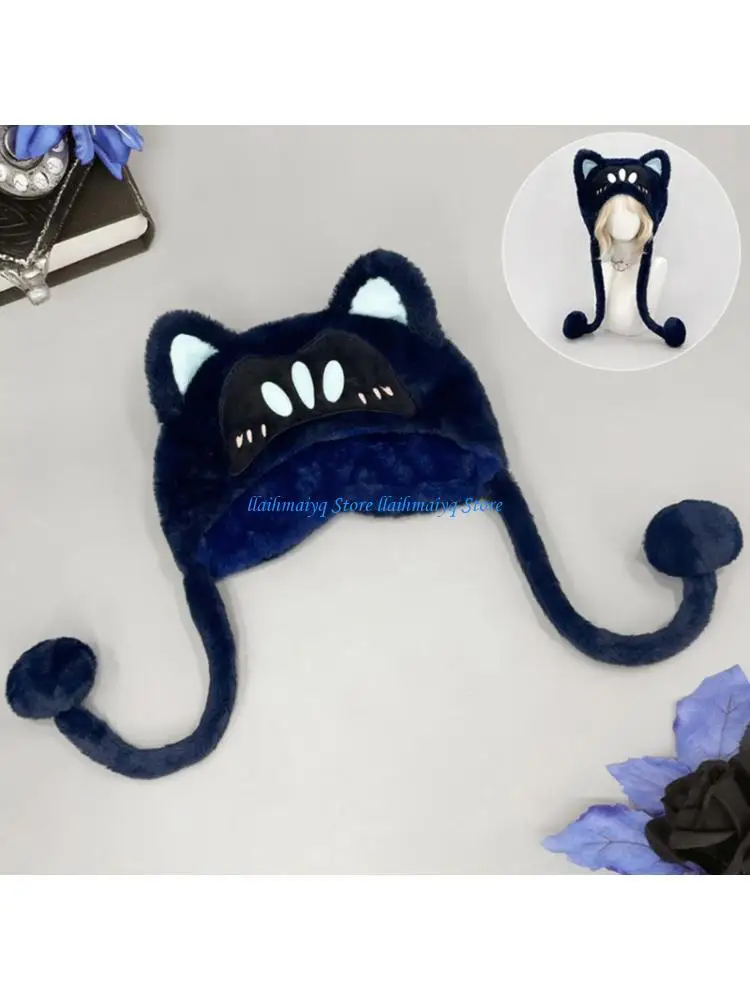 

573B Anime Warm Plush Hat with Cats Ear For Skiing Snowboarding Everyday Winter Wear