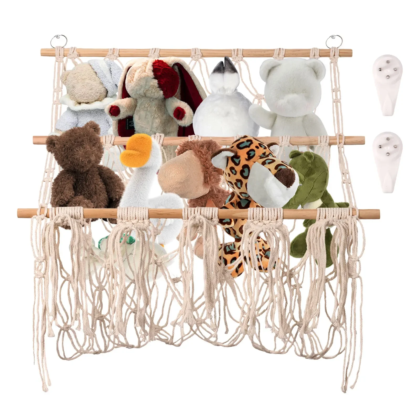 Stuffed Animal Hammock Adjustable Height 2-Tier Stuffed Animal Storage Hanging Net for 10-15 Small Stuffed Animal Toys NEW