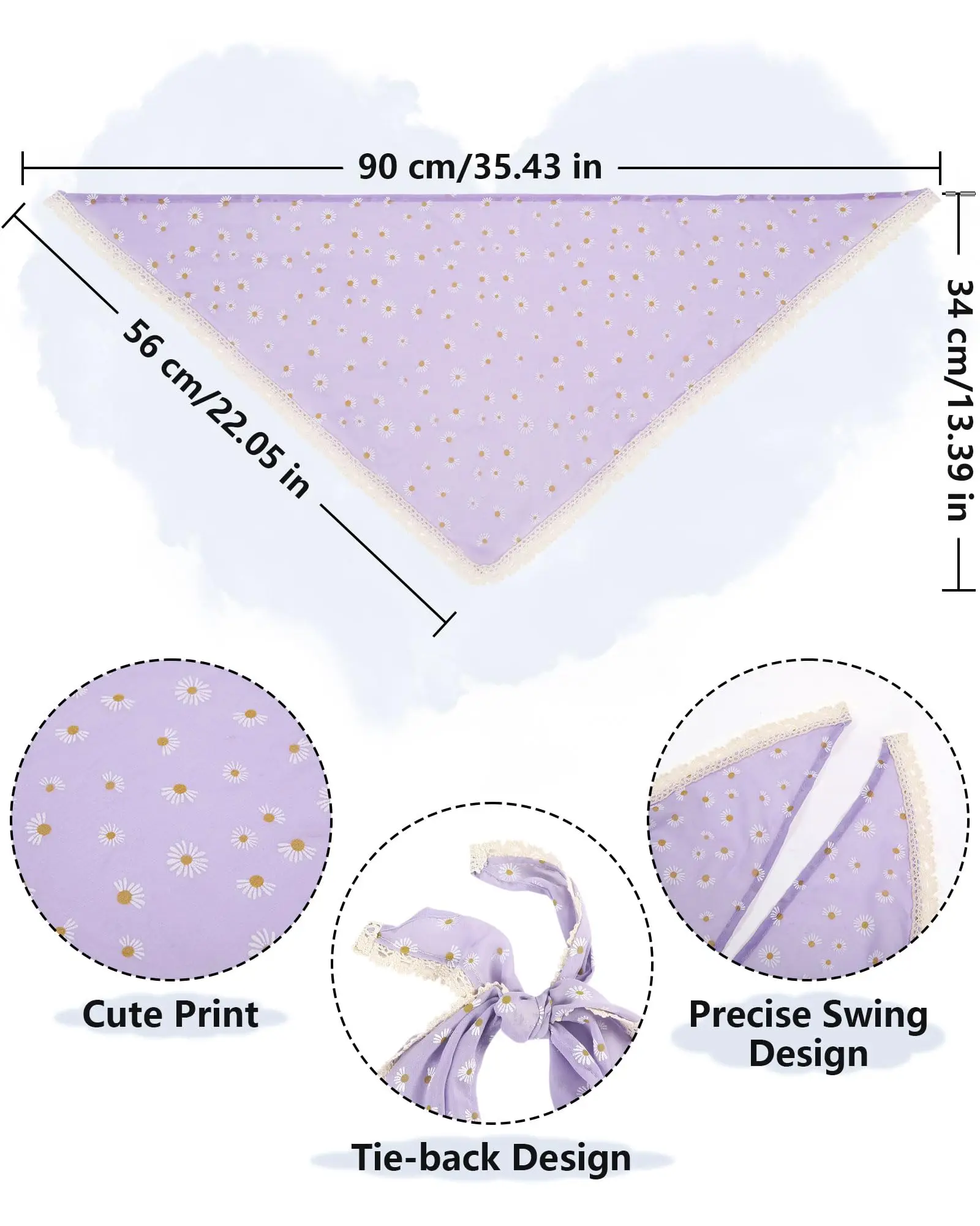 3 pçs/set provincial violeta triângulo cabeça cachecol bandanas cabeça lenço para mulheres meninas tie-back boho lenço de cabelo bandana