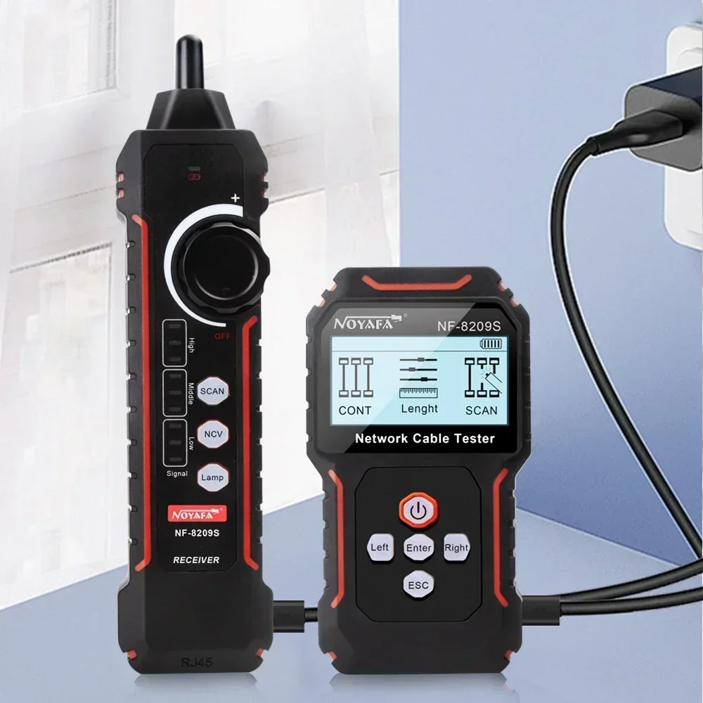 NOYAFA NF-8209S POE Wire Checker Display LCD misura lunghezza cavo LAN Cat5 Cat6 LAN Test strumento di rete Scan Cable Wiremap Tester