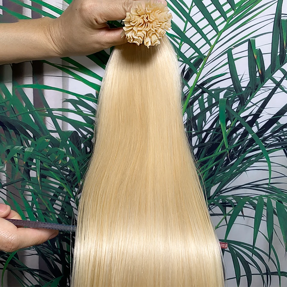 Кератиновые наращивания человеческих волос с V-образным кончиком, натуральные прямые цветные предварительно склеенные Fusions, наращивание человеческих волос, кератиновые капсулы 18-30 дюймов