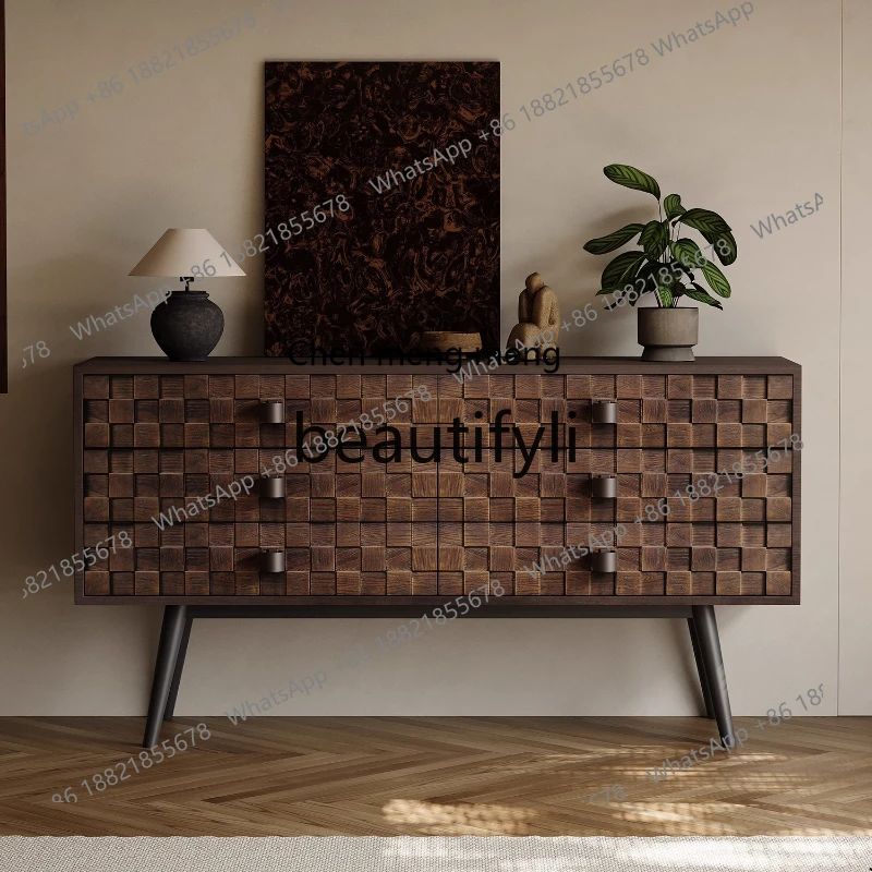 

Medieval solid wood, wall storage, living room, bedroom, household retro dining side cabinet, entrance hall, entrance cabinet H