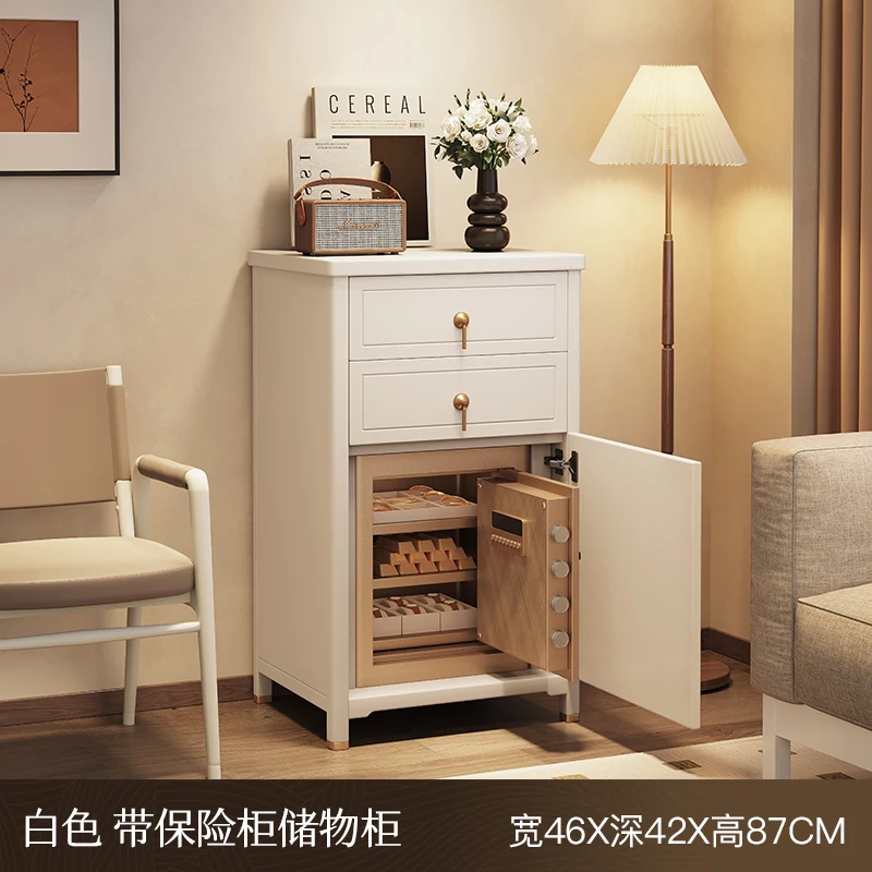 Solid wood chest safe home living room bedroom password hidden drawer safe fingerprint storage