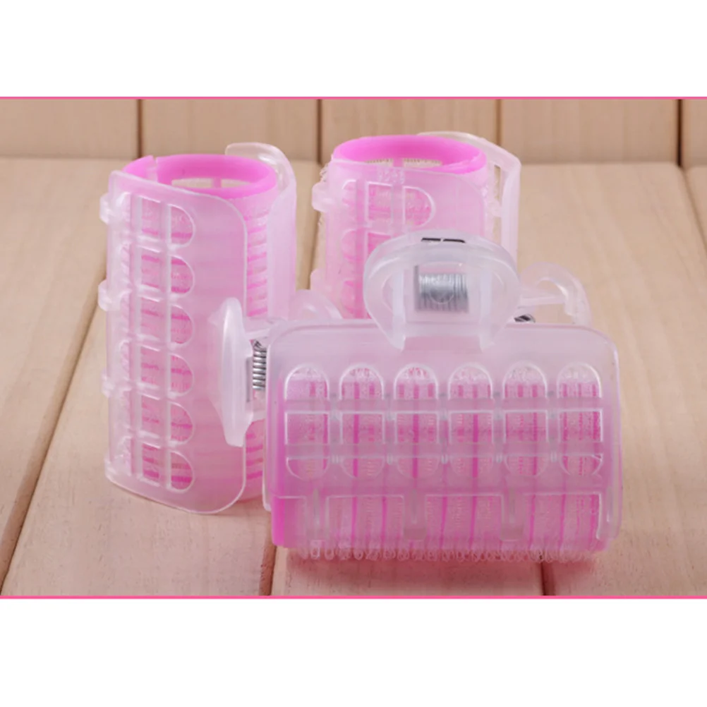 

9Pcs Hair Rollers Curlers Styling Tools DIY Self-Adhesive Curling Set Large Pink Safe for Fragile Hair Extensions Wigs Wet Dry