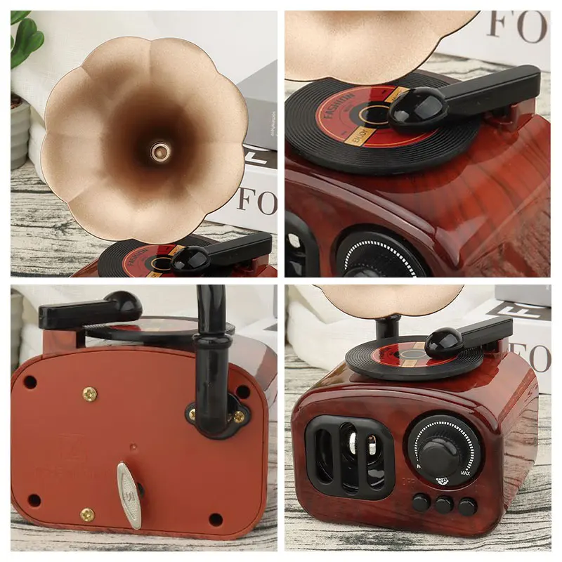 Music Box Retro Phonograph Home Decoration Holiday Gifts Ornament Creative Classical Vintage Art Crafts Table Desk Decoration
