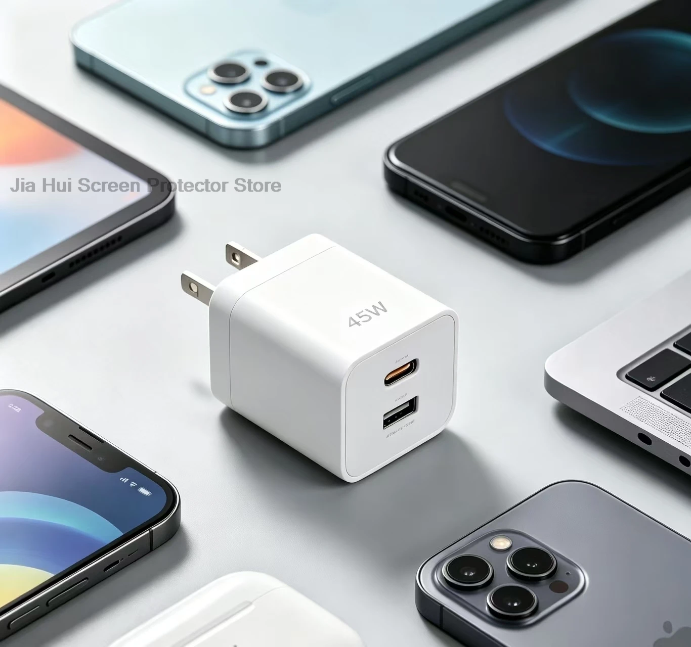 Travel‑Friendly 45W GaN USB‑C Wall Charger US Plug PD3.0 High‑Speed Charging Adapter For Cell Phone Tablet Light Notebook