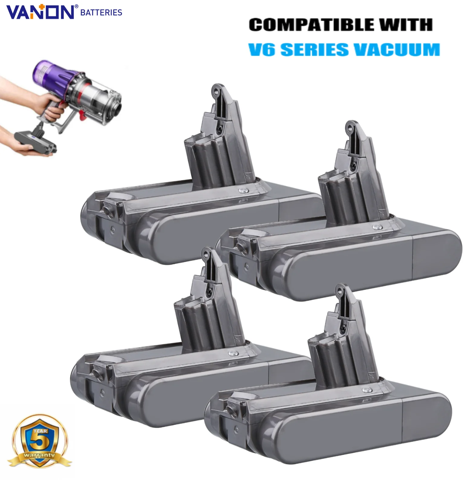 

VANON 1/2/4 шт. 6,4 Ач 21,6 В V6 аккумуляторный штифт замена для пылесосов Dyson Animal/ Absolute/Motorhead SV03 SV04 SV05 DC59 DC58