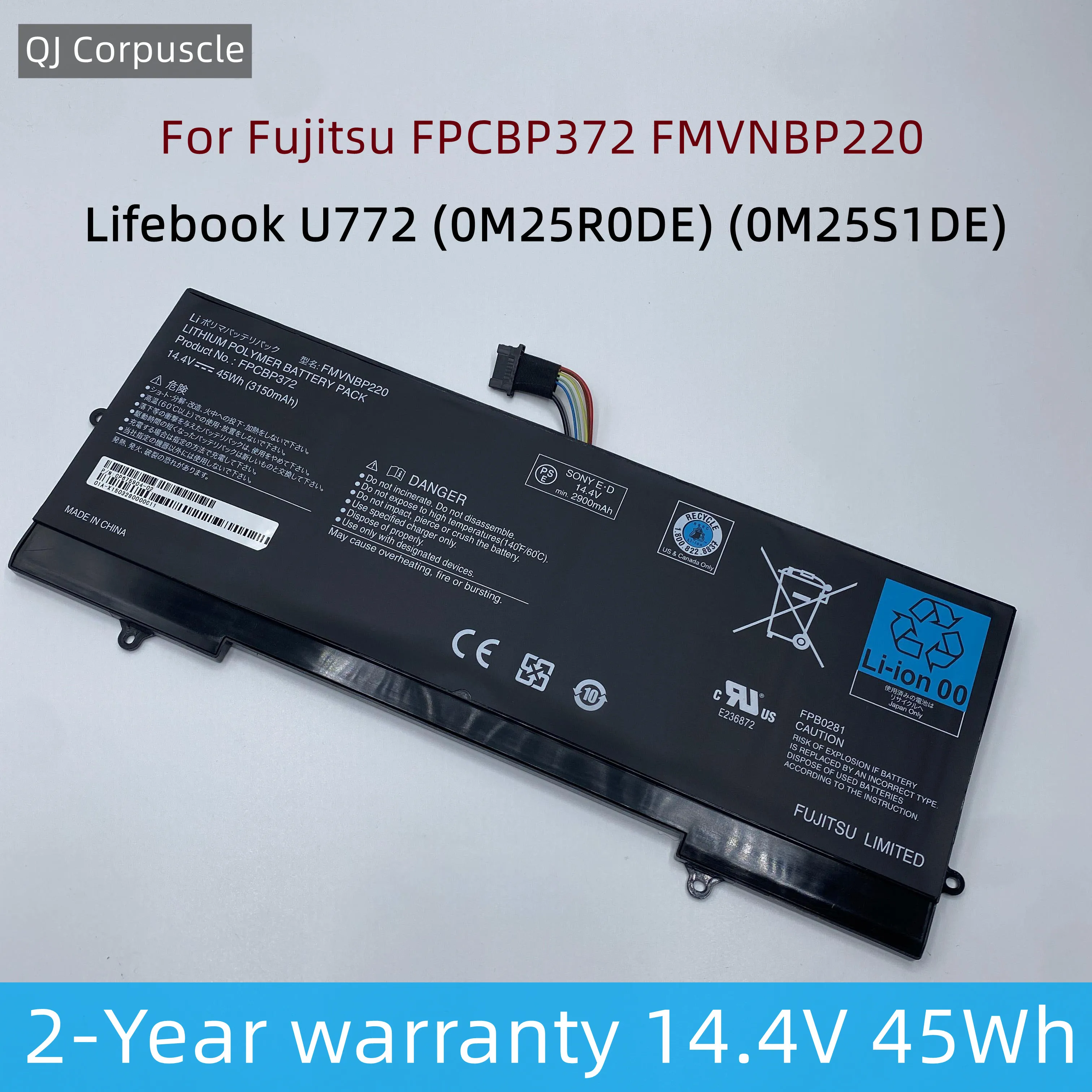 Imagem -01 - Fmvnbpxxx Fpcbp372 Bateria do Portátil 14.4v 45w 3150mah Fpcbpxxx Fpcb0281 Fpcbpxxx U772 0m25r0de Original Novo fmvnbpxxx fpcbp372 bateria do portatil 144v 45w 3150mah fpcbpxxx fpcb0281 fpcbpxxx u772 0m25r0de original novo 01