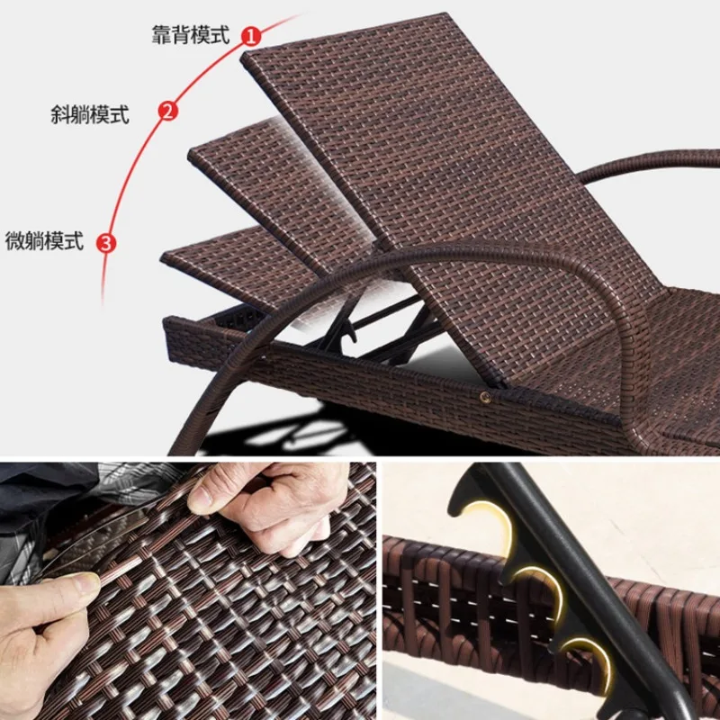 Factory Direct Adjustable PE Rattan Lounge Chair All Weather Wicker Chaise Couch for Luxury Resort Hotel Poolside Beach Backyard