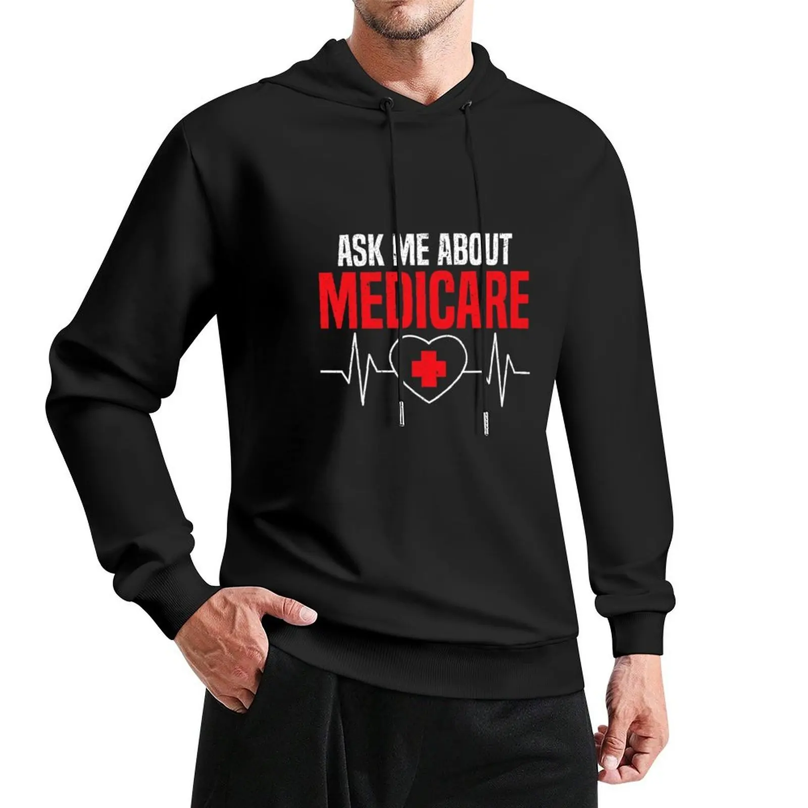 اسألني عن Medicare للحصول على مضحك التأمين بروكر هوديي أزياء الرجال الكورية نمط ملابس الخريف الملابس الجرافيك هوديس