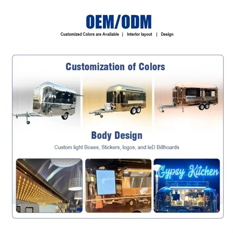 Estación de bar móvil, remolque de comida para helados a la venta, remolque de comida de concesión totalmente equipado