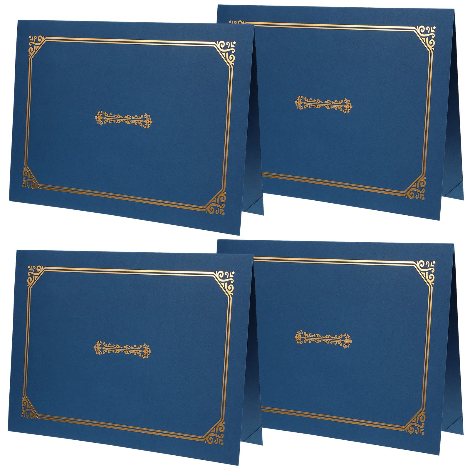 

4 pcs A4 Certificate Paper Holder Hot Stamping Diploma Cover Document Folder For Award Certificates School Office Use Navy Blue