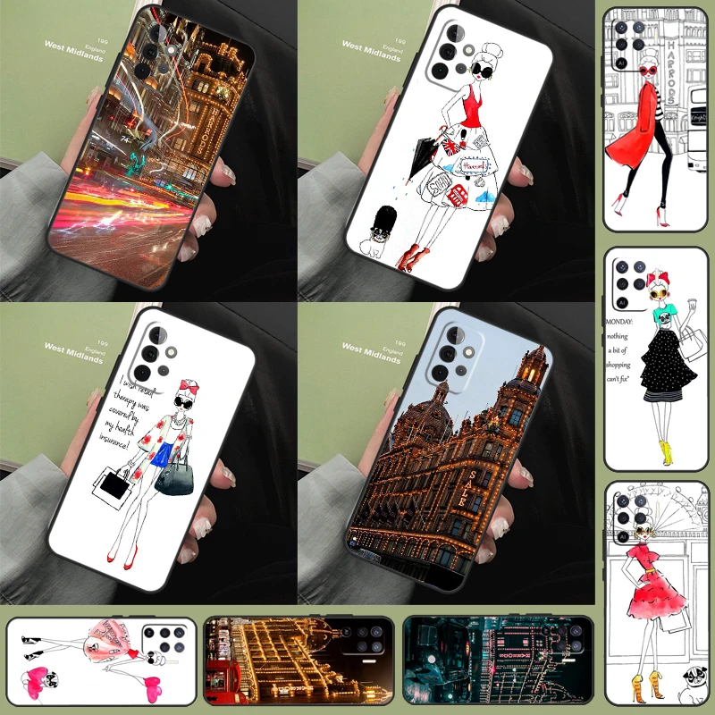 هارودز التسوق فتاة القضية لسامسونج غالاكسي A06 A26 A16 A56 A36 A05 A22 A32 A52 A54 A34 A14 A55 A15 A53 A33 A35