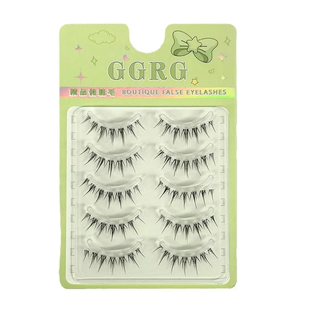 5 Pairs Natural False Eyelashes Clear Terrier Little Devil Fake Eyelashes Reusable Artificial Eyelashes Big Eyes Lashes Supplies