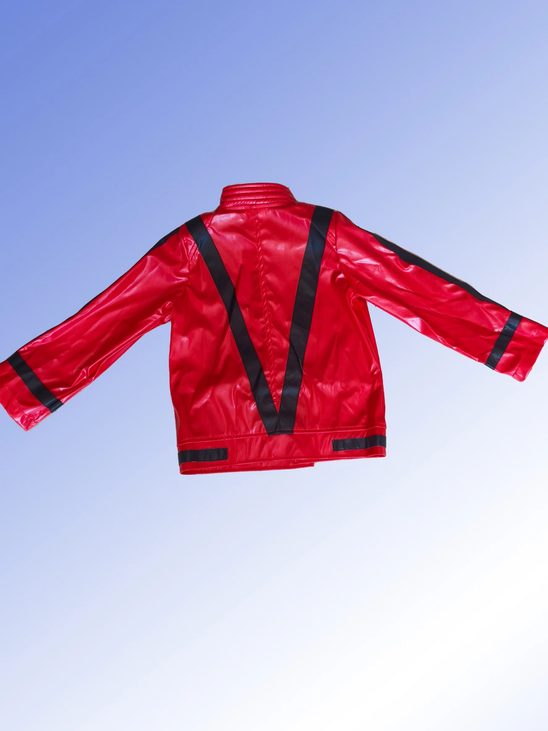 Boys retro stand collar jacket with black stripe decoration, classic performance top for Halloween costume, stage show and vintage themed dress-up activities