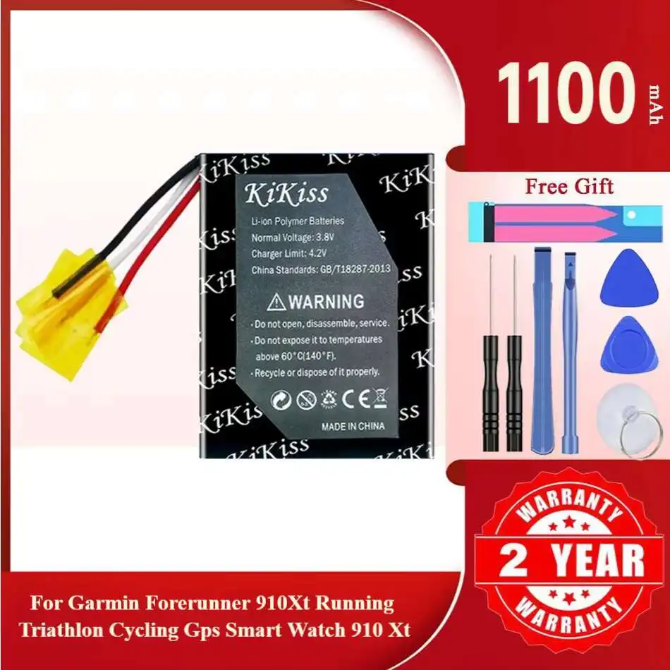 Мощная батарея 1100 мАч KiKiss 361-00057-01 (3 линии) для Garmin Forerunner 910XT бег/Триатлон Велоспорт GPS 910 XT часы