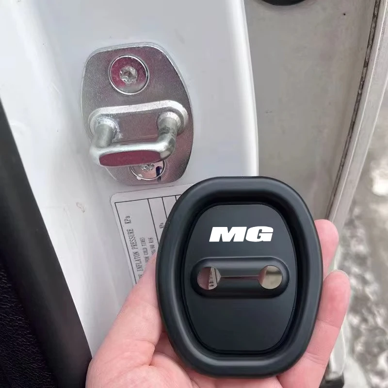4Pcs MG Logo Silicone Car Door Lock Cover Anti-Rust Shockproof Noise Reduction Door Latch Protector Auto Accessories