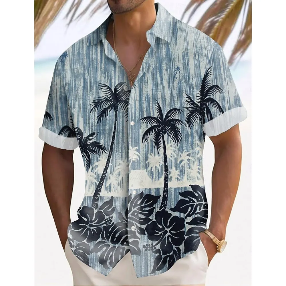 

Hawaiian Shirt Tropical Plant Flower 3D Print Vacation Casual Shirts Men Summer Fashion Short Sleeve Beach Shirts Street Blouses