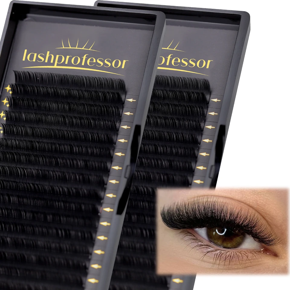 Lashprofessor Premium Individual Volume Eyelash Extensions Matte Black Handmade Faux  Mink  Eyelash Private Label Makeup Cilios