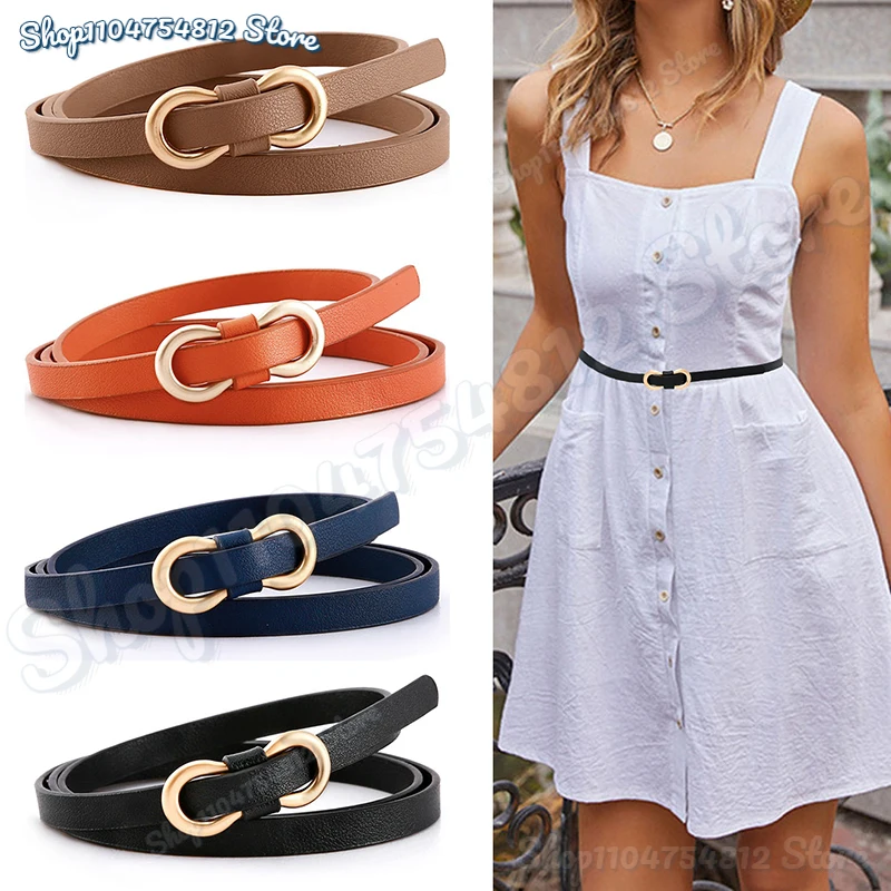 

2025 New Simple Women Thin Belt for Dresses Nonporous Waistband Ladies PU Leather Alloy Buckle Decorative Waist Strap