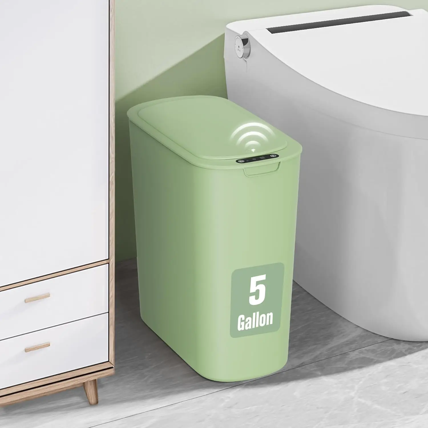 

Automatic Motion Sensor Trash Can, 5 Gallon Touchless Slim Wastebasket for Bathroom, Office, Bedroom
