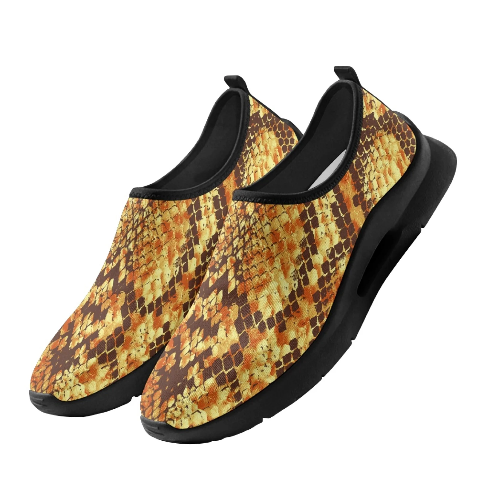 PENSTROLL Breathable Slip on Sneakers Low Top Casual Flat Slip On Shoes for Outdoor Men Snake Skin Print