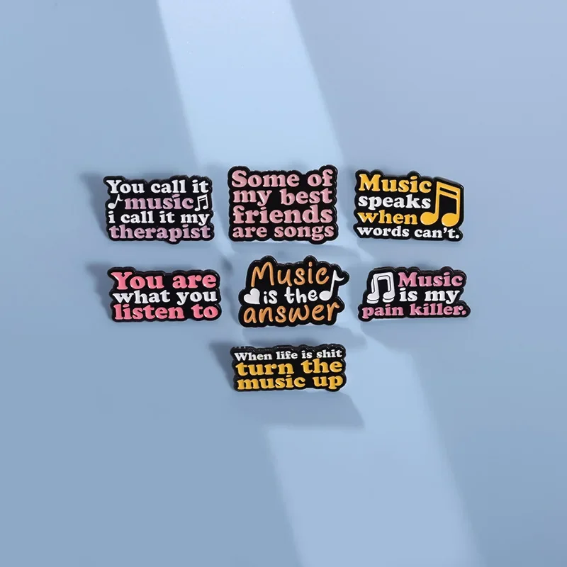 Music Enthusiast Enamel Pins You Call It Music I Call It My Therapist Brooches Lapel Badges Jewelry Gift for Friends Wholesale