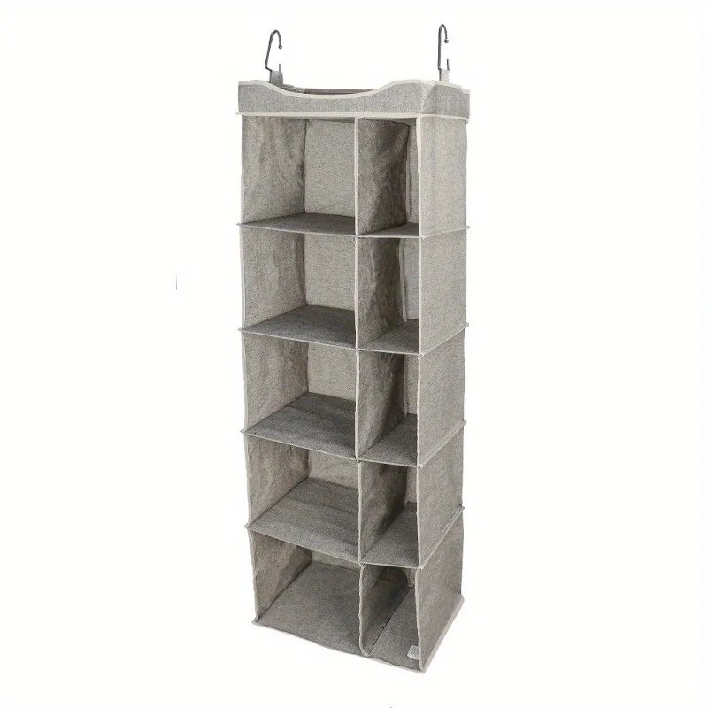 (2팩) 10칸 걸이식 옷장 정리함, 패브릭, 16"W x 12"D x 48"H