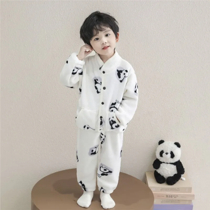 

Children's Cute Cartoon Panda-Pattern Pajama Set Boys' Autumn/Winter New Top and Pants 2-piece Set Boys' Baby Home Clothes LI906