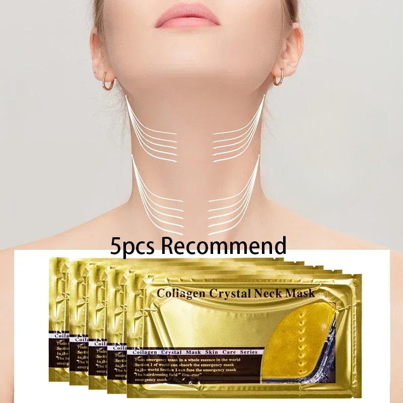 

5pcs Collagen Golden Neck Mask Moisturizes Lightens Flat Neck Patterns Beautifying Neck Mask Lifting Crystal Mask