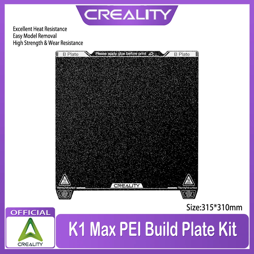 Creality K1 Max Smooth PEI Build Plate Kit 315*310mm-With Soft Magnetic Sticker for K1 Max / Ender-3 V3 Plus 3d Printer Parts