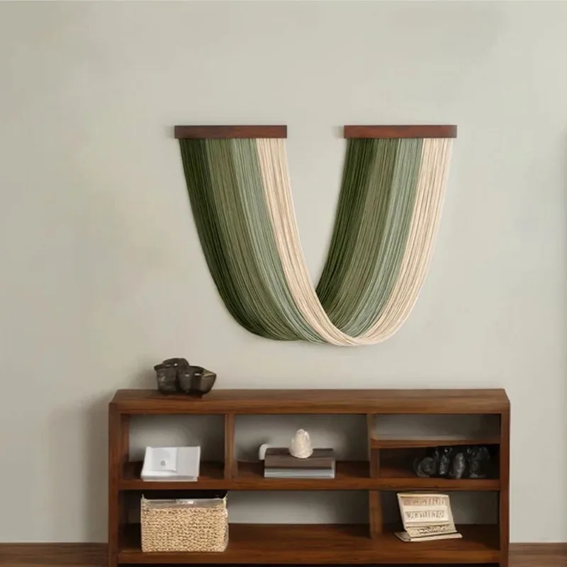 

Гобелен в скандинавском стиле, градиентное настенное украшение для домашних комнат, гобелен ручной работы с хлопковой веревкой, подарки для дома