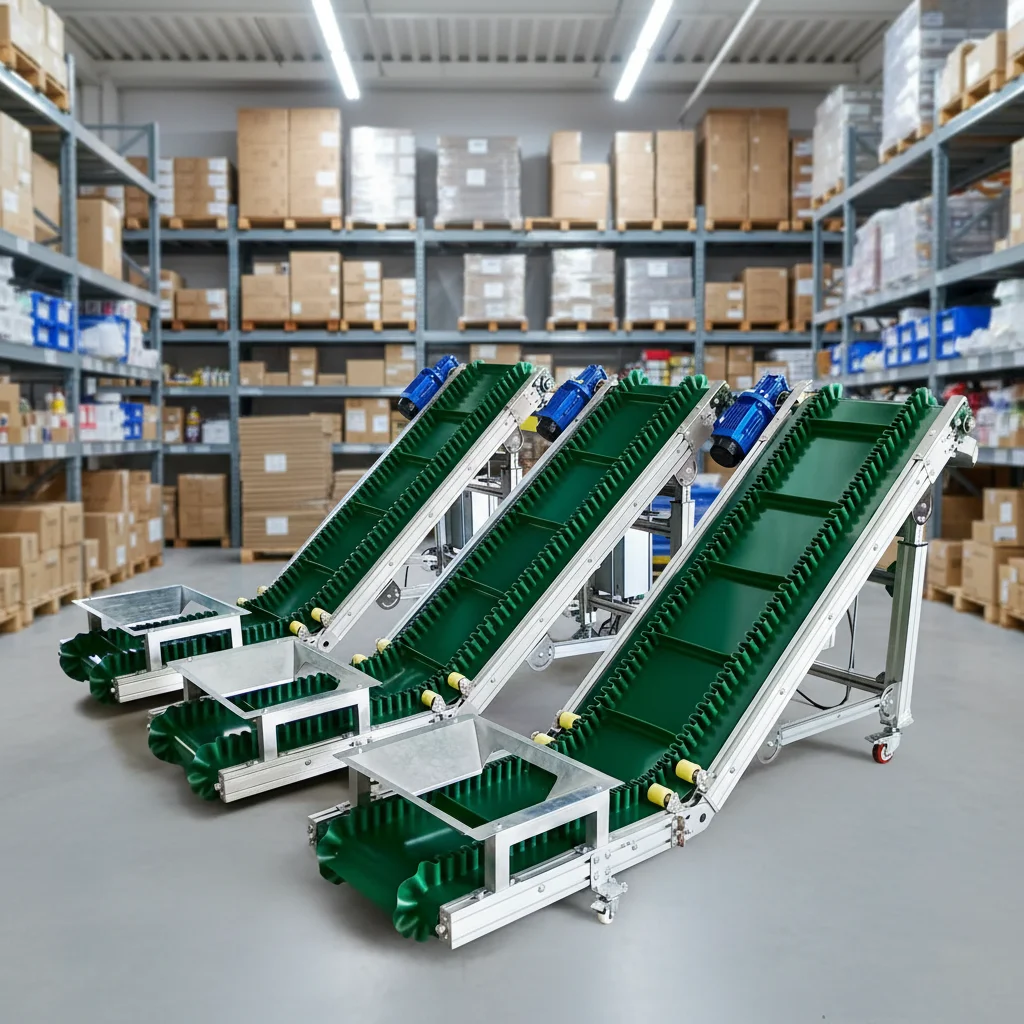 Low Cost Adjustable Speed Motorized Portable Small Vertical PVC Inclined Conveyor Belt Machine with Hopper for Industrial Use