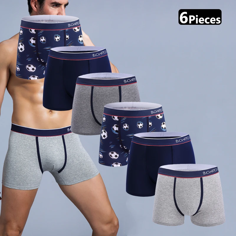 Paquete de 6 Calzoncillos Boxer para Hombre, Color Sólido, con Cintura con Letras BONITOS, Ropa Interior de Algodón, Clásicos