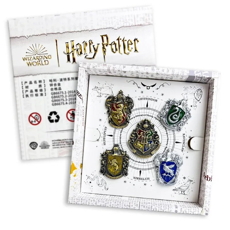 1Set Badge Harries Potters Magic Academy Metal Retro Slytherin Gryffindor Brooch Cartoon Peripheral Cos Accessories Kids Gift