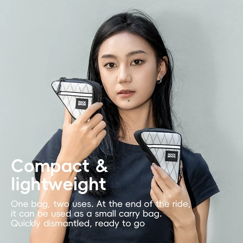 ROCKBROS Tragbare Fahrradtaschen für Faltrad Brompton Nylon Dreieck Schlauchtasche Reise Casual Pendeln Werkzeuge Tasche Fahrradzubehör