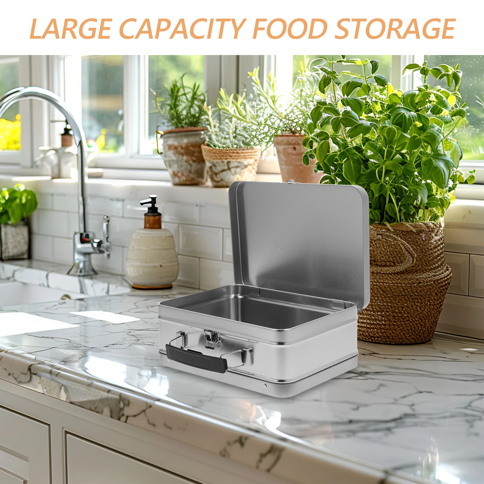 

Multifunctional Leakproof Metal Lunch with Lid Large Capacity Portable Gift Tin Handled Food Storage Container for Snacks